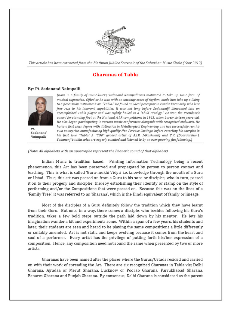 SMC 2012 Gharanas of Tabla PDF