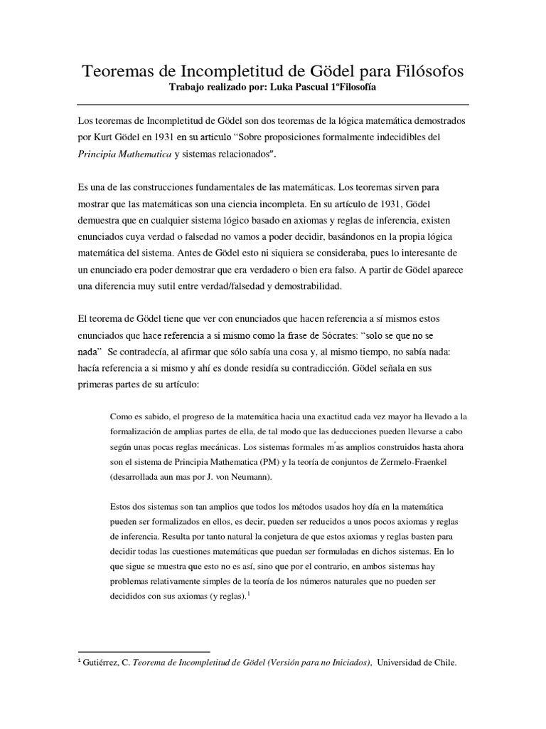 Teorema de de Gödel para Filósofos