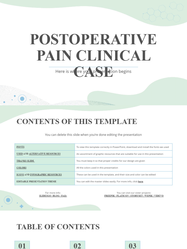 Postoperative Pain Clinical Case by Slidesgo PDF Medical Diagnosis