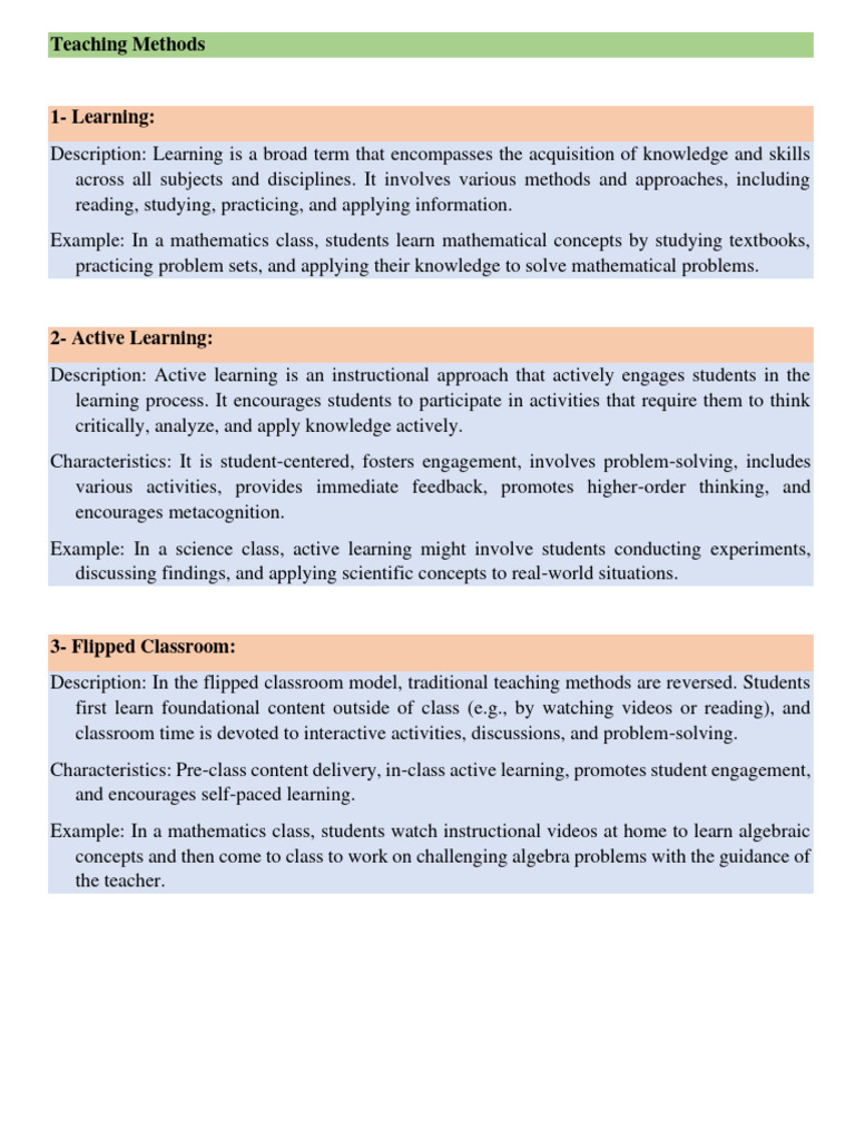Teaching Methods English PDF Project Based Learning Learning