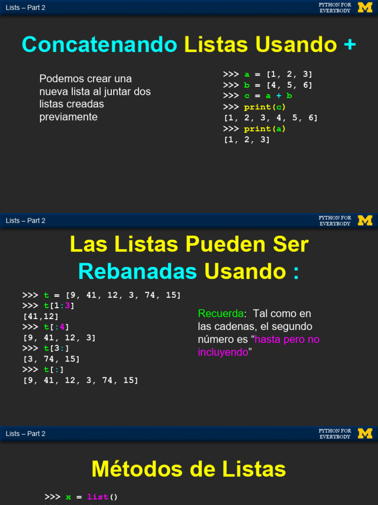 Concatenando +: Podemos Crear Una Nueva Lista Al Juntar Dos Listas ...