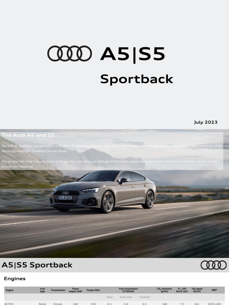 Audi A5 s5 Sportback July 2023 PDF