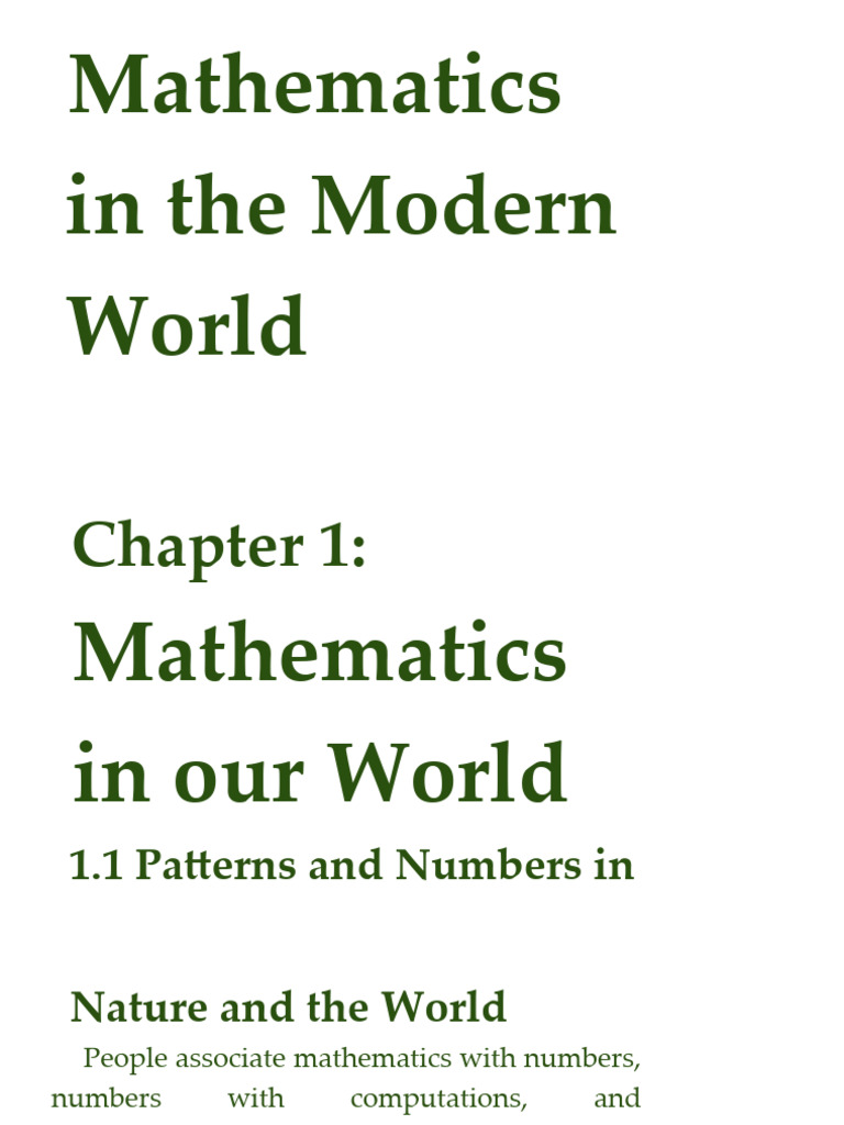 Chapter 1 mathematics in our world pdf pattern mathematics