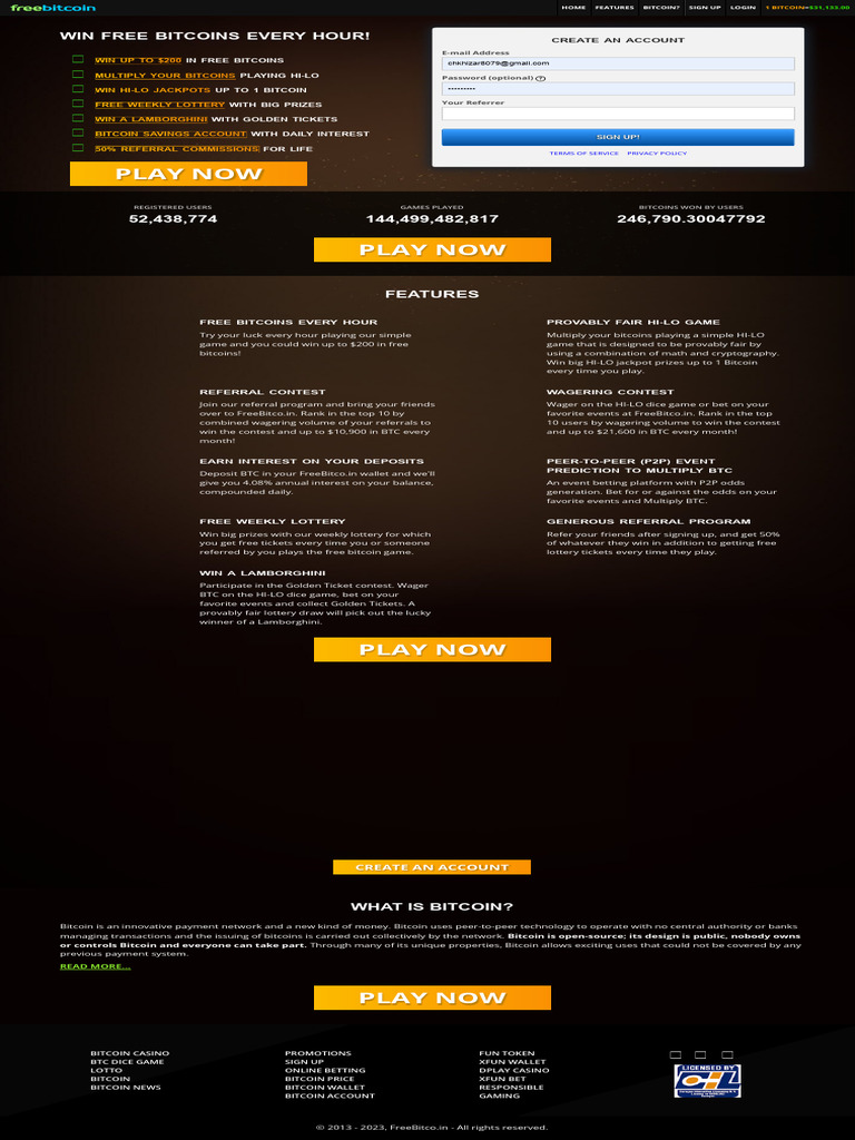 FreeBitco - in - Bitcoin, Bitcoin Price, Free Bitcoin Wallet, Faucet,  Lottery and Dice! | PDF