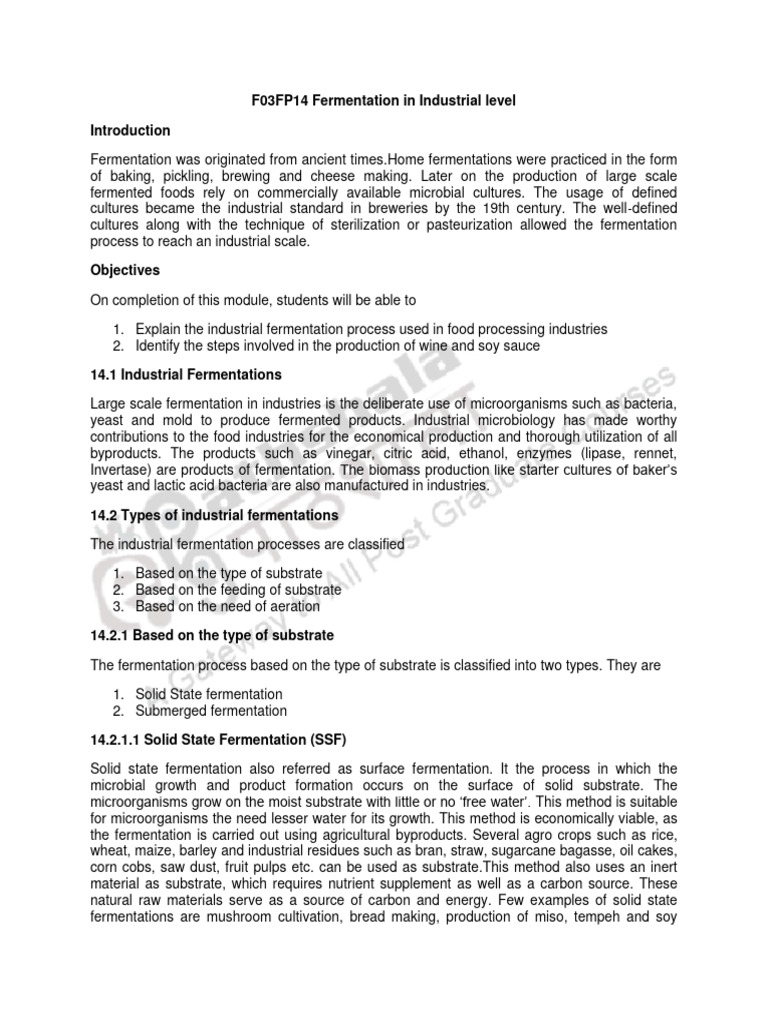 Industrial Fermentation Processes Explained | PDF | Technology ...