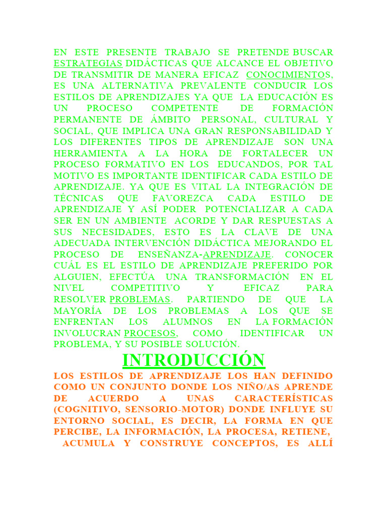 Word Editar | PDF | Aprendizaje | Aprendiendo estilos