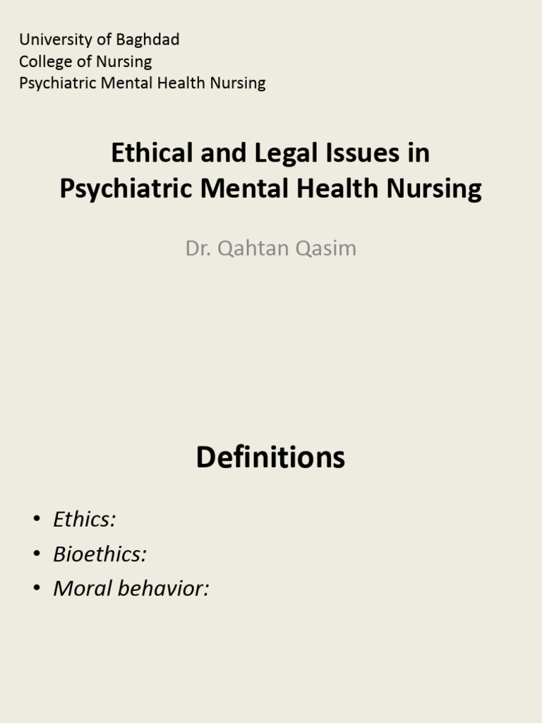 Ethical and Legal Issues in Psychiatric Mental Health | PDF