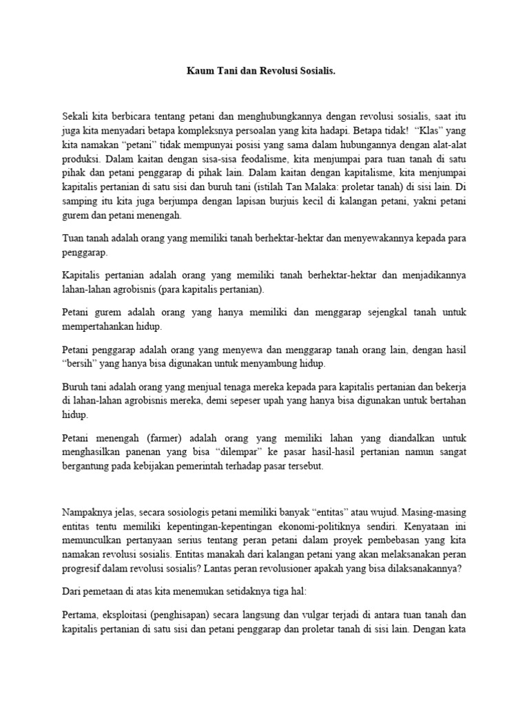 Kaum Tani Dan Revolusi Sosialis | PDF