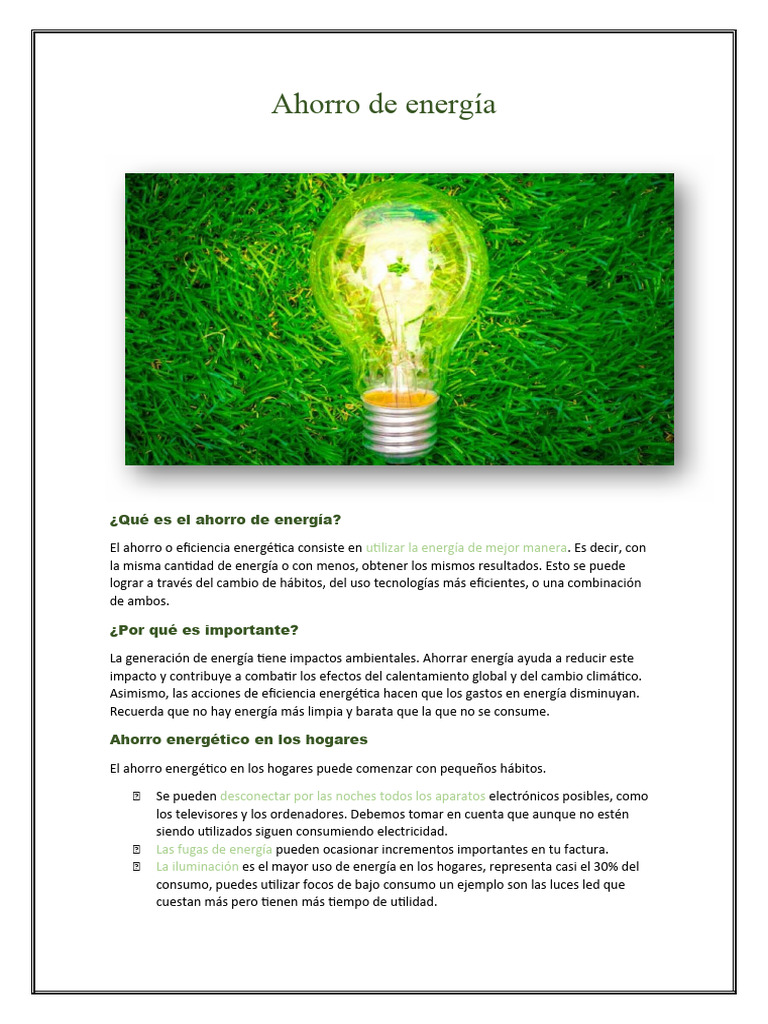 Ahorro de Energía | PDF | Uso eficiente de energía | Cantidades fisicas
