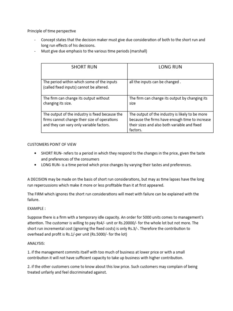 Time Perspective in Managerial Economics | PDF | Business | Finance ...