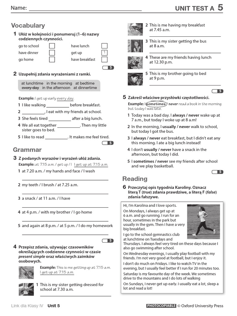 Link L4 U5 Unit Testa | PDF | Lunch | Meal