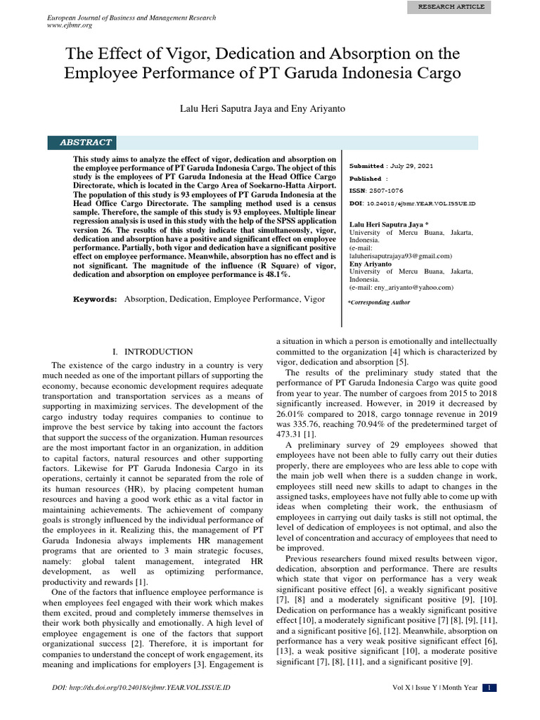 Impact of Engagement on Employee Performance | PDF | Regression ...