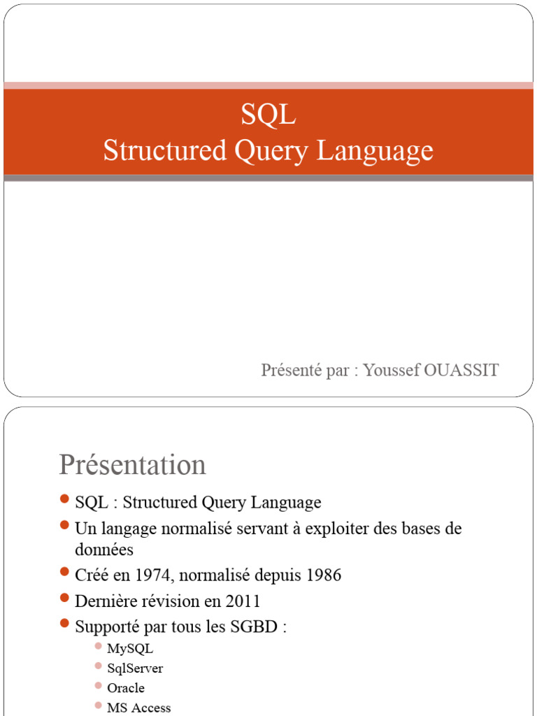 Introduction à SQL et ses fonctions | PDF