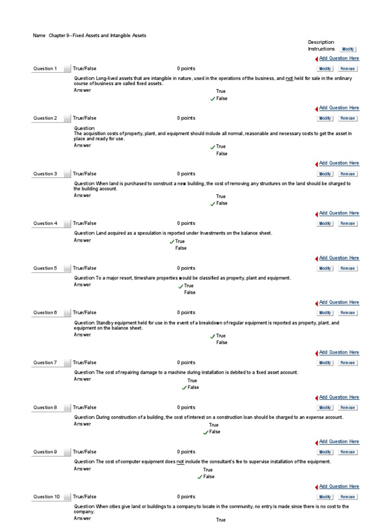 Fixed Assets and Intangible Assets Test Bank | PDF | Depreciation ...