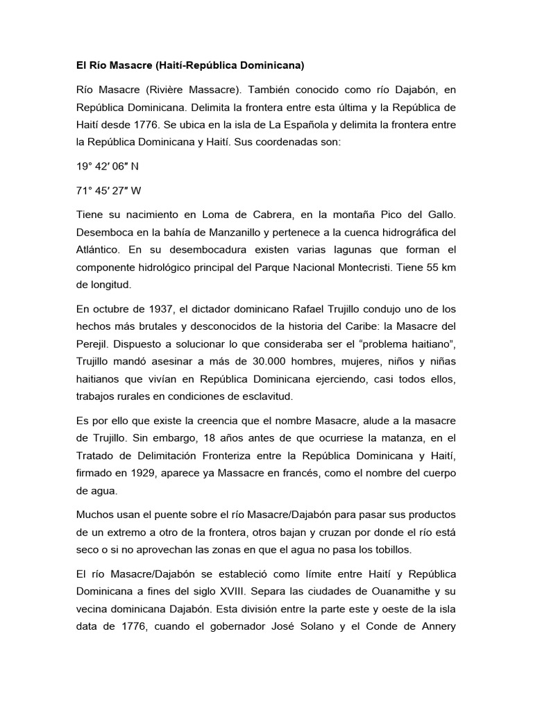 Historia del Río Masacre y su Frontera | PDF