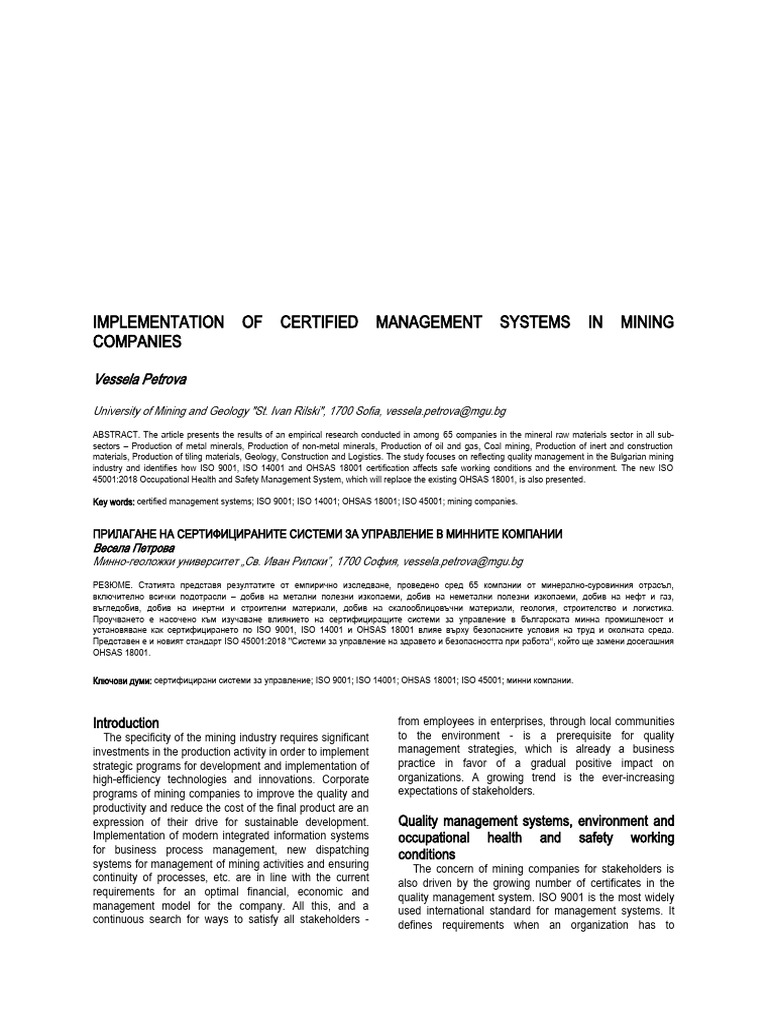 QMS and Safety in Mining Operations | PDF