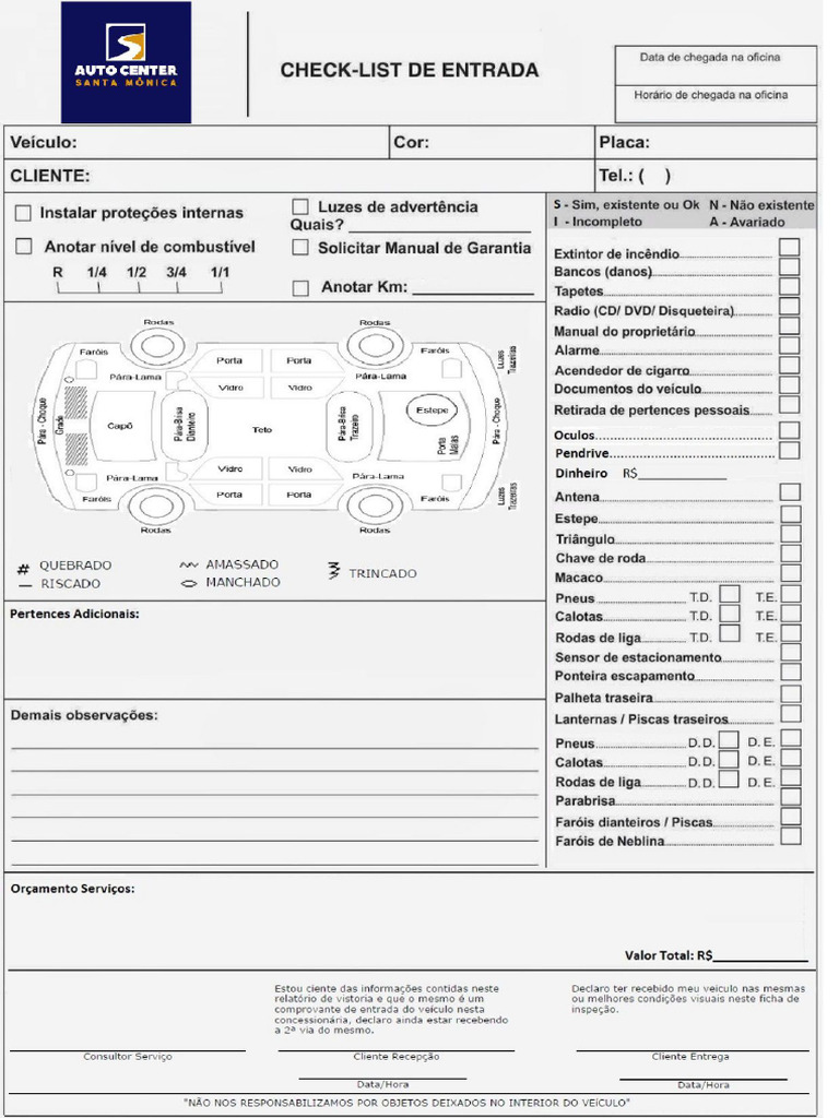 Check List Auto Center Santa Monica | PDF