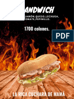 Carne, Jamón, Queso, Lechuga, Tomate, Pepinillo.: 1700 Colones
