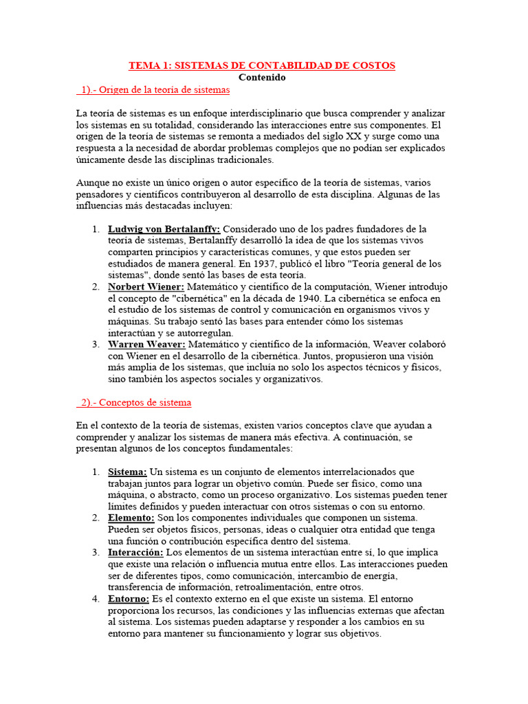 Tema 4 Sistemas de Contabilidad de Costos | PDF | Sistema | Teoría de ...
