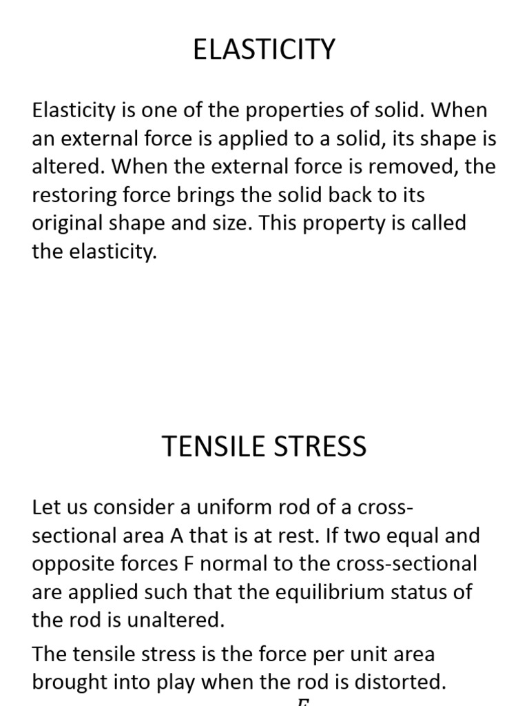 Elasticity Phy 102 Pdf Deformation Engineering Young S Modulus