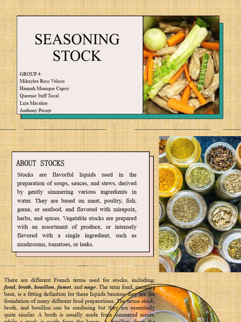 Understanding Culinary Stocks and Sauces | PDF | Sauce | Stock (Food)