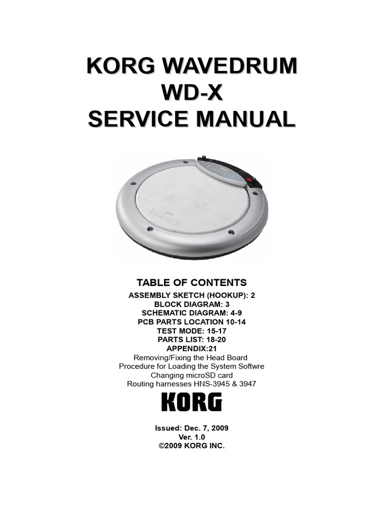 Korg Wavedrum WDX1 Service Manual | PDF | Classes Of Computers