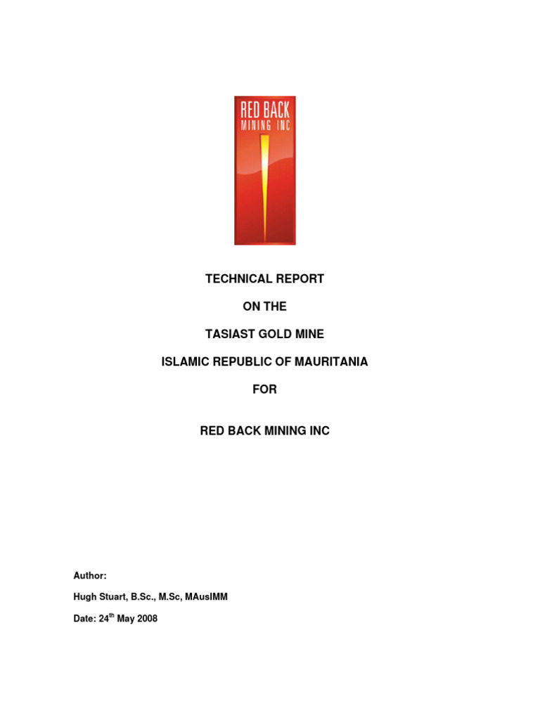 Tasiast Gold Mine Technical Report | PDF | Mining | Minerals