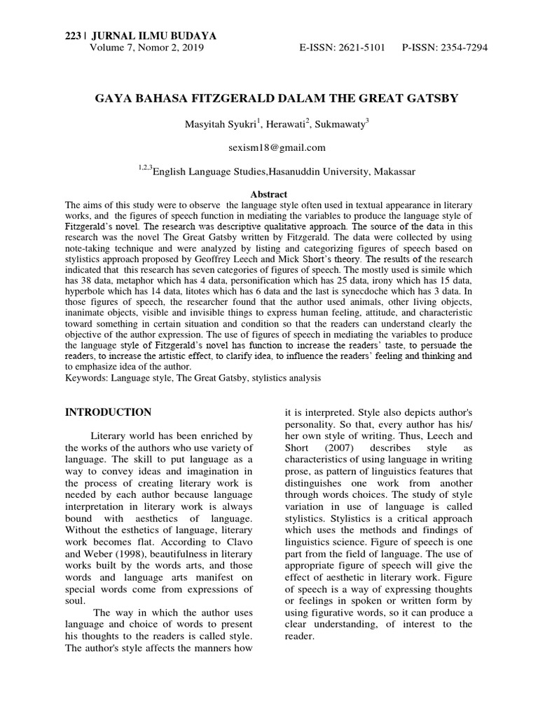 Jurnal The Great Gatsby Download Free PDF Irony Qualitative Research