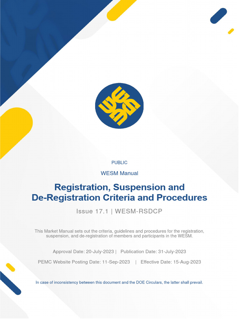WESM Registration and Penalty Manual | PDF