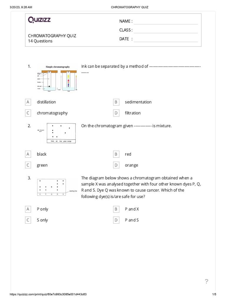 Chromatography Quiz | PDF | Chromatography | High Performance Liquid ...