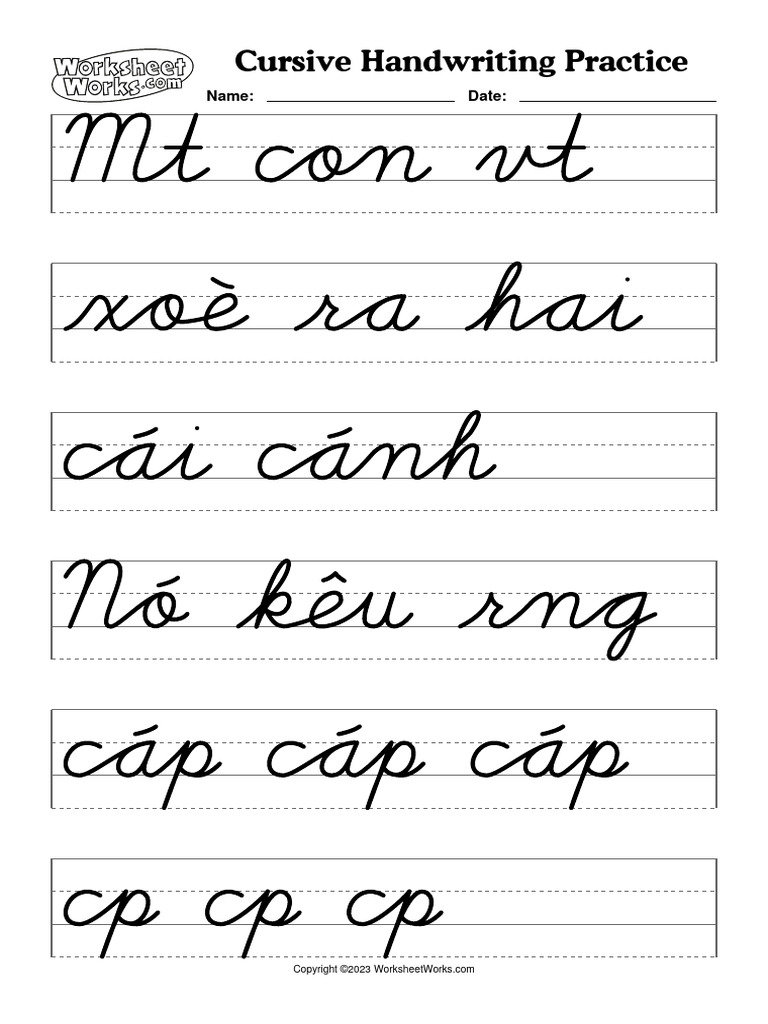 WorksheetWorks Cursive Handwriting Practice 1 | PDF