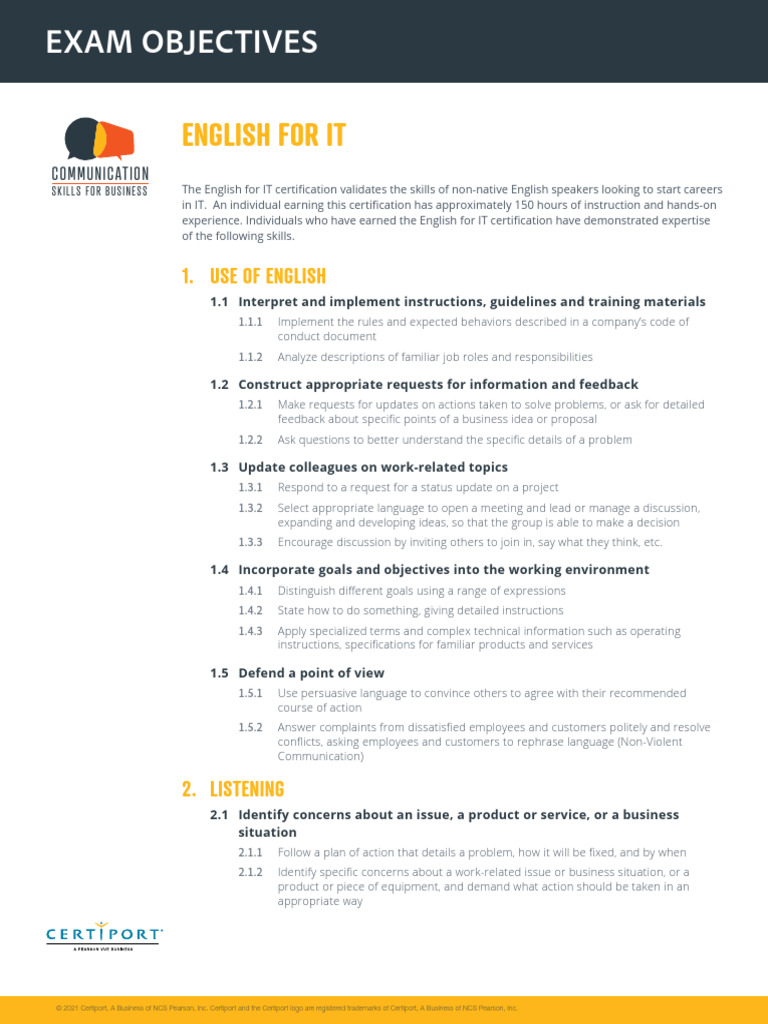 English Skills for IT Careers | PDF