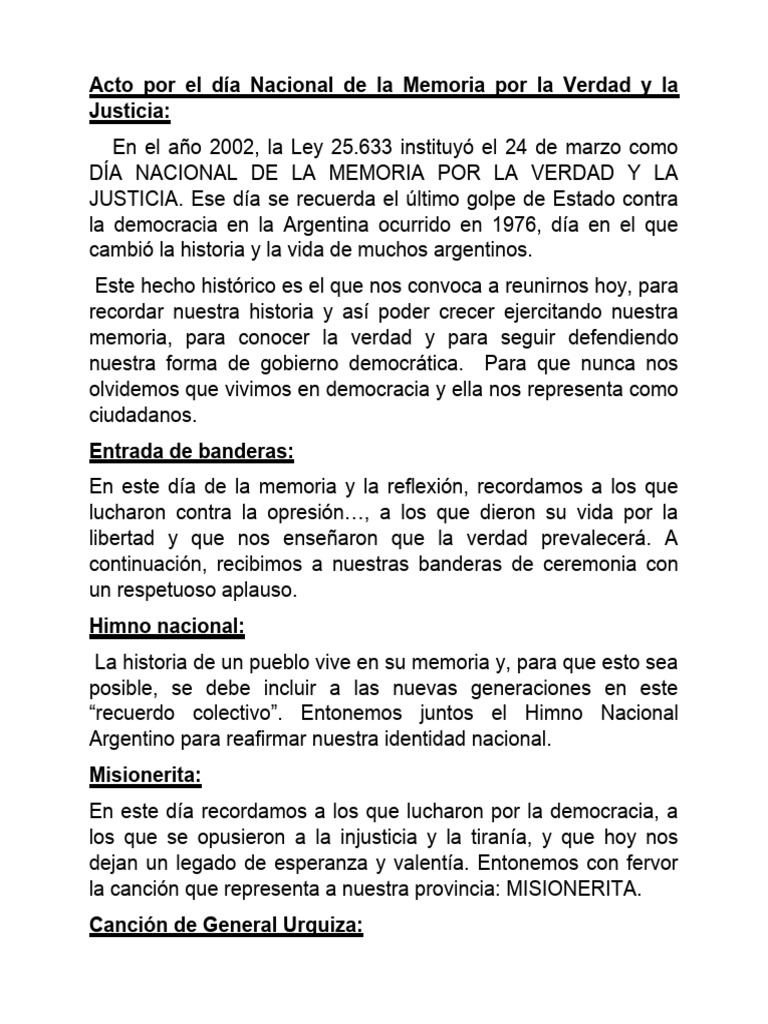Día Nacional de La Memoria Por La Verdad y La Justicia en El Año 2023 | PDF