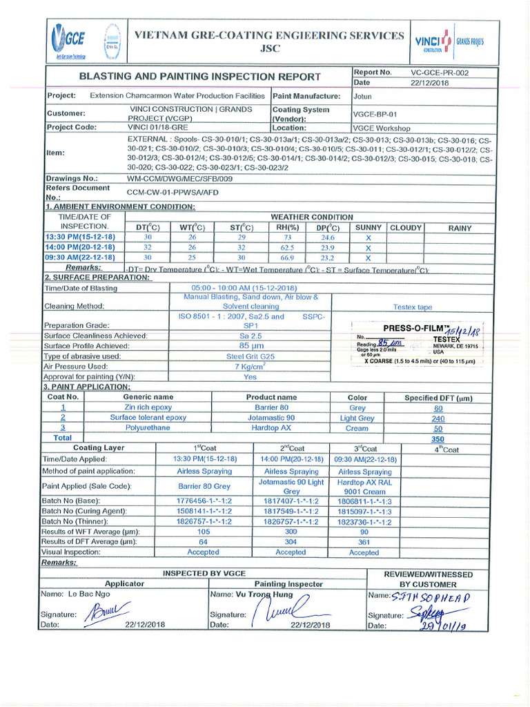 Blasting and Painting Report PDF