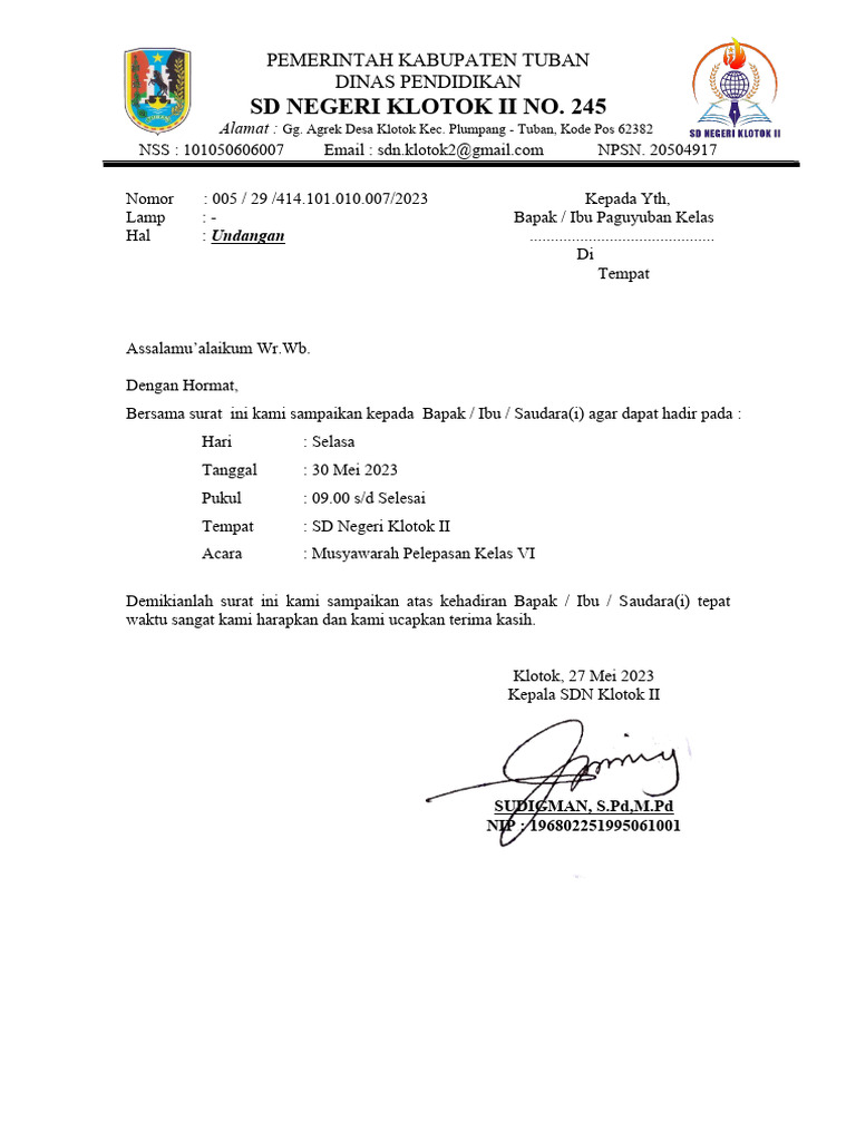 Undangan Sekolah | PDF