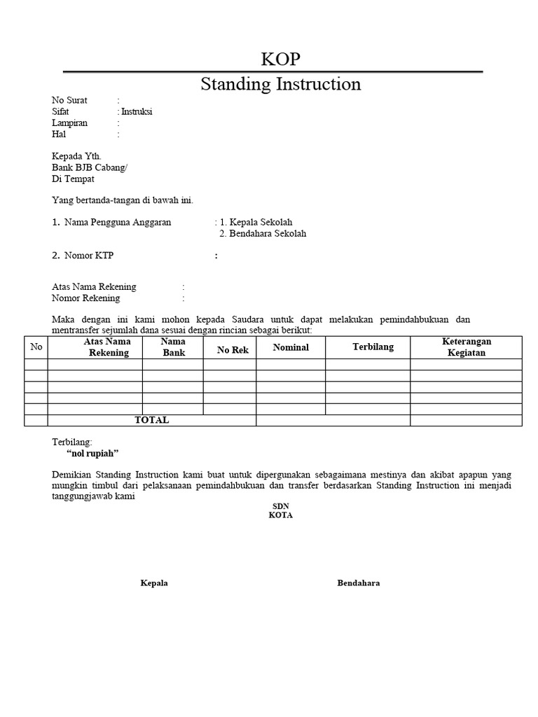 standinginstruction PDF
