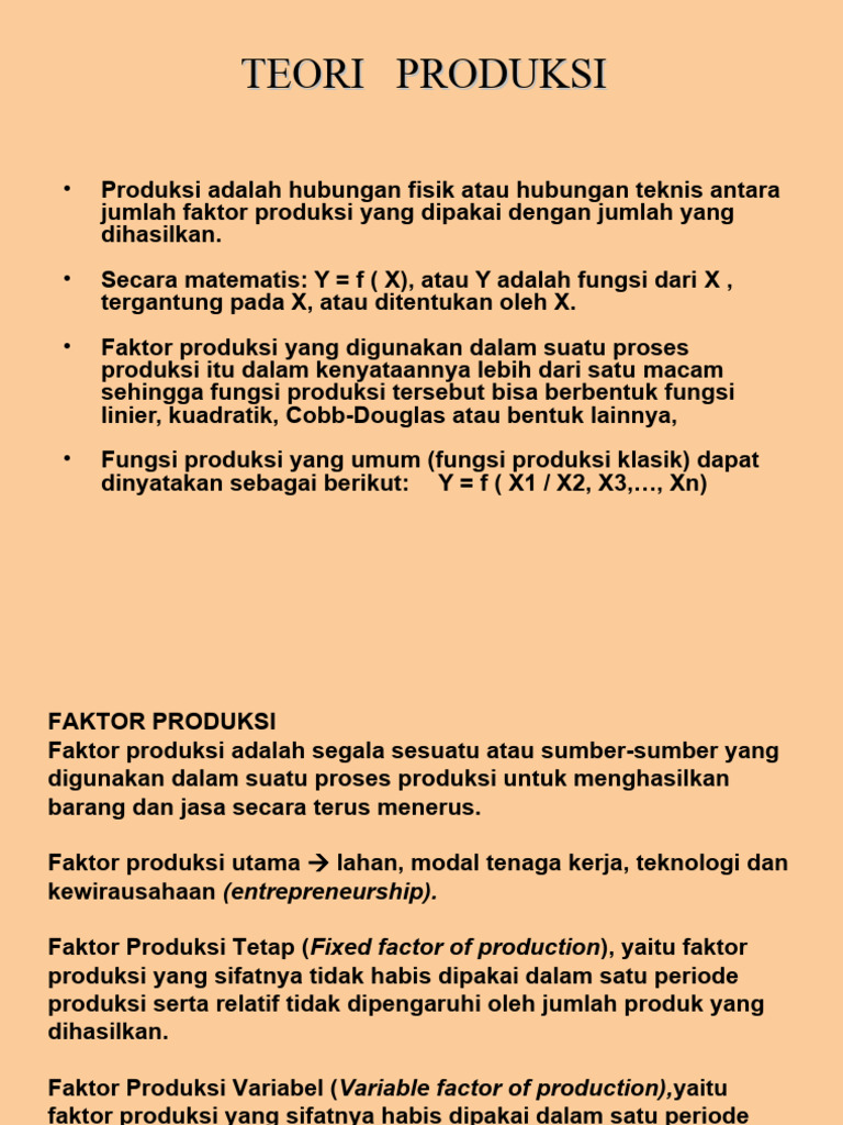 Teori Produksi dan Faktor-Faktornya | PDF