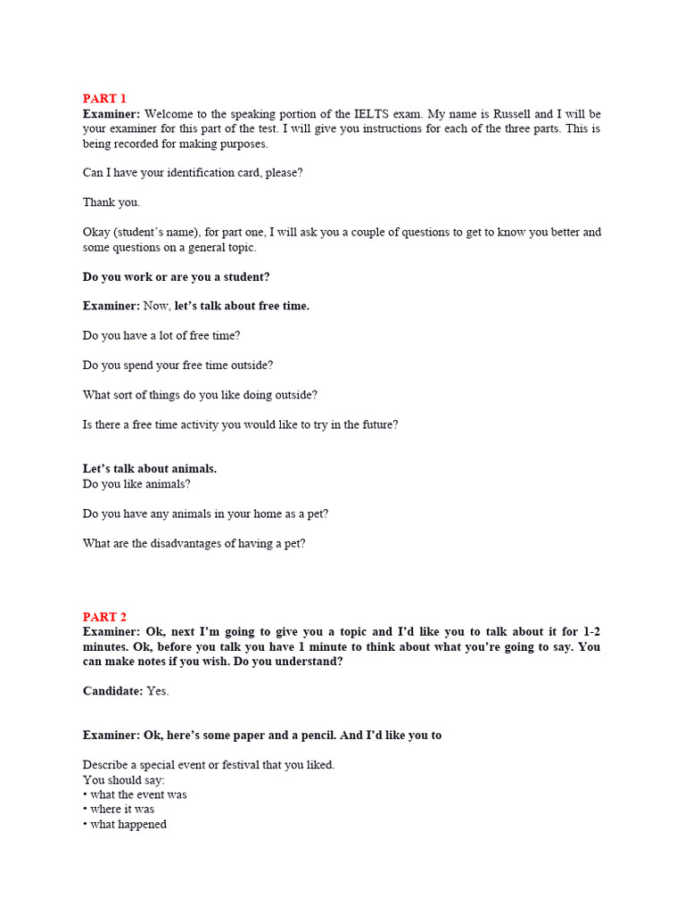 Ielts Speaking Mock Test 1 Pdf