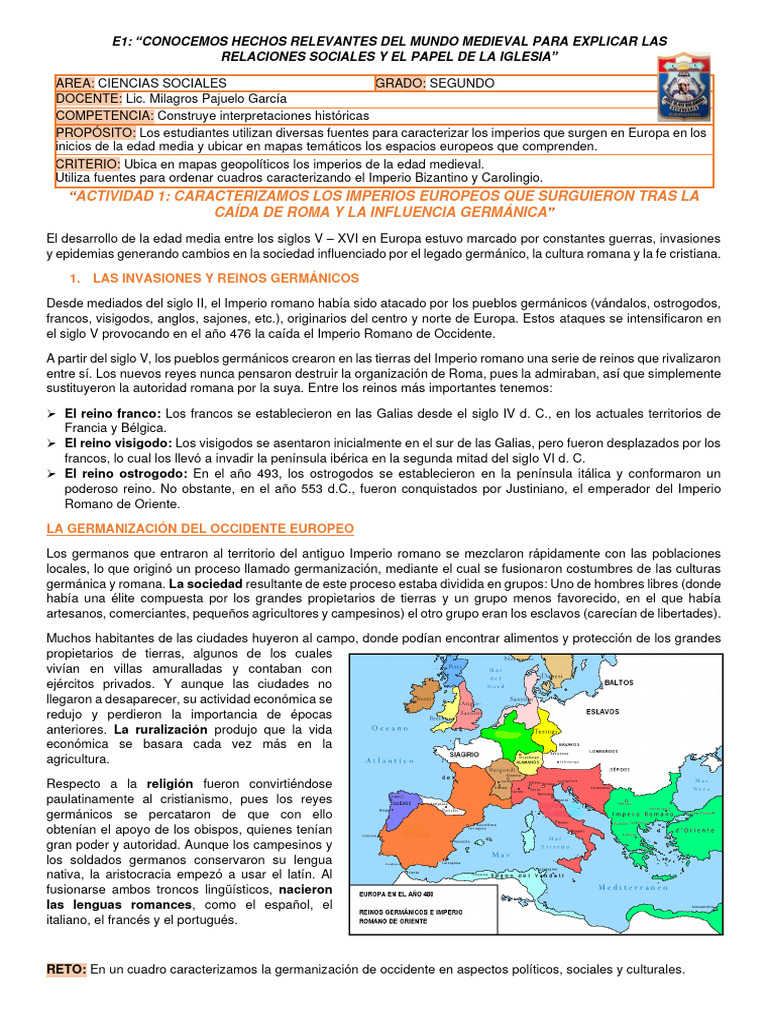 CCSS 2do Ficha 1 | PDF | imperio Bizantino | Pueblos germánicos