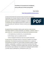 El apartado Planteo del problema en los proyecto de investigación, Paula Carlino clase 1