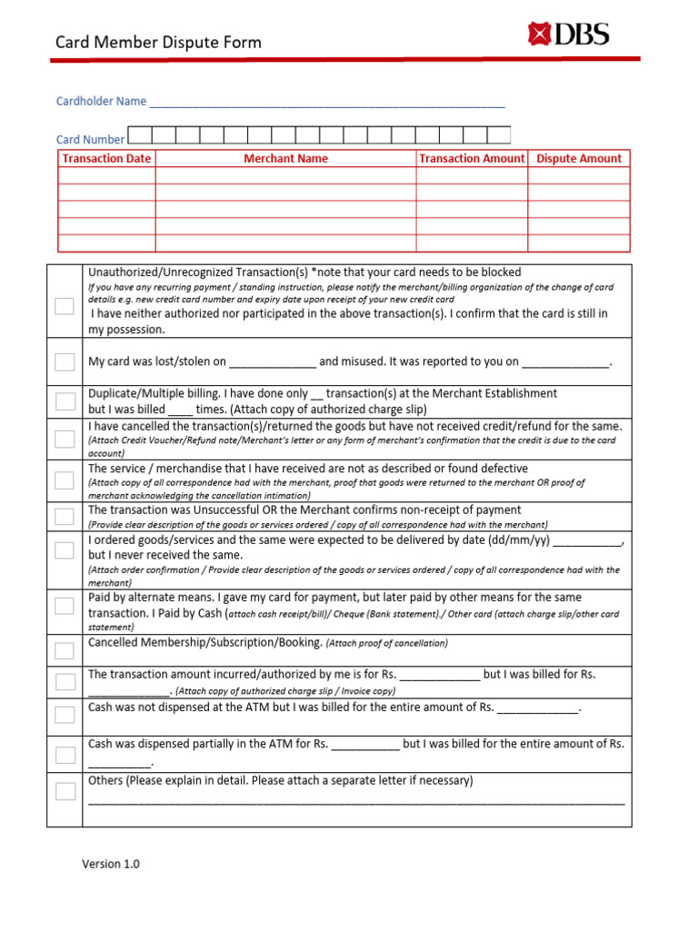 Credit Card Dispute Form Guide | PDF