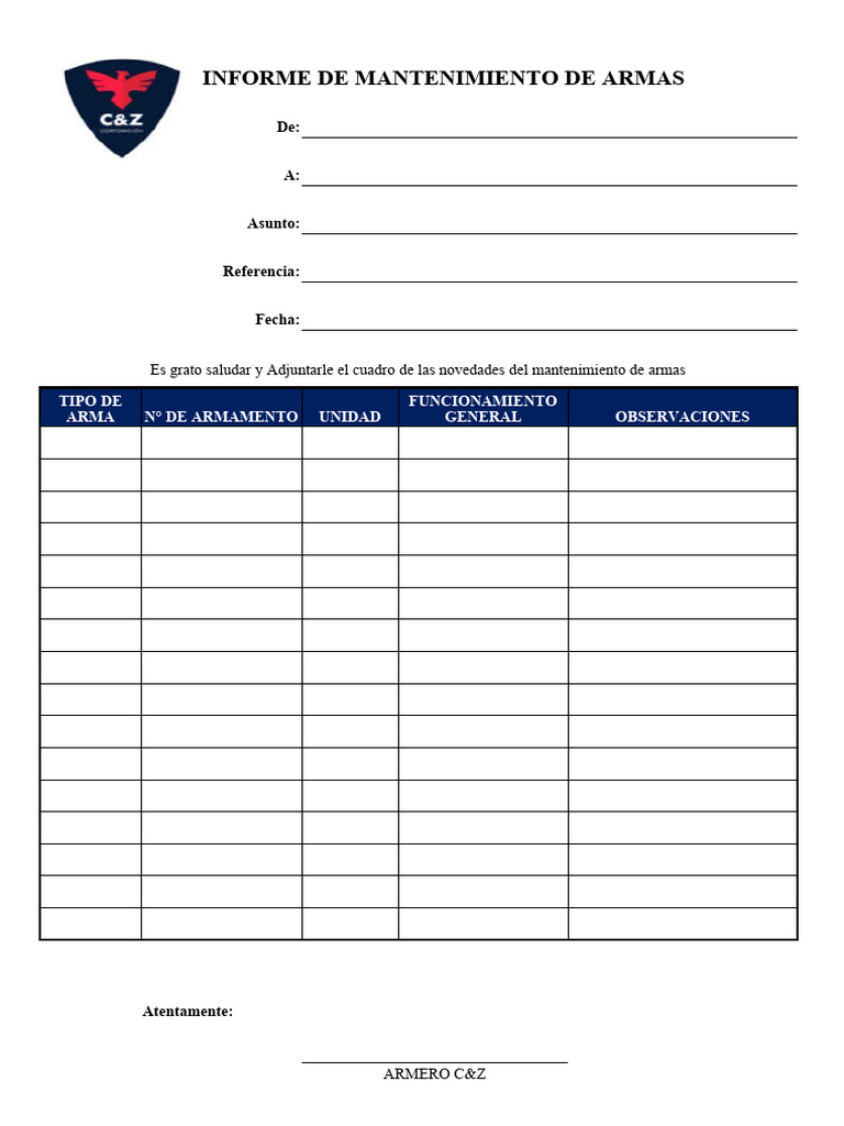 Formato para Mantenimiento de Armas | PDF