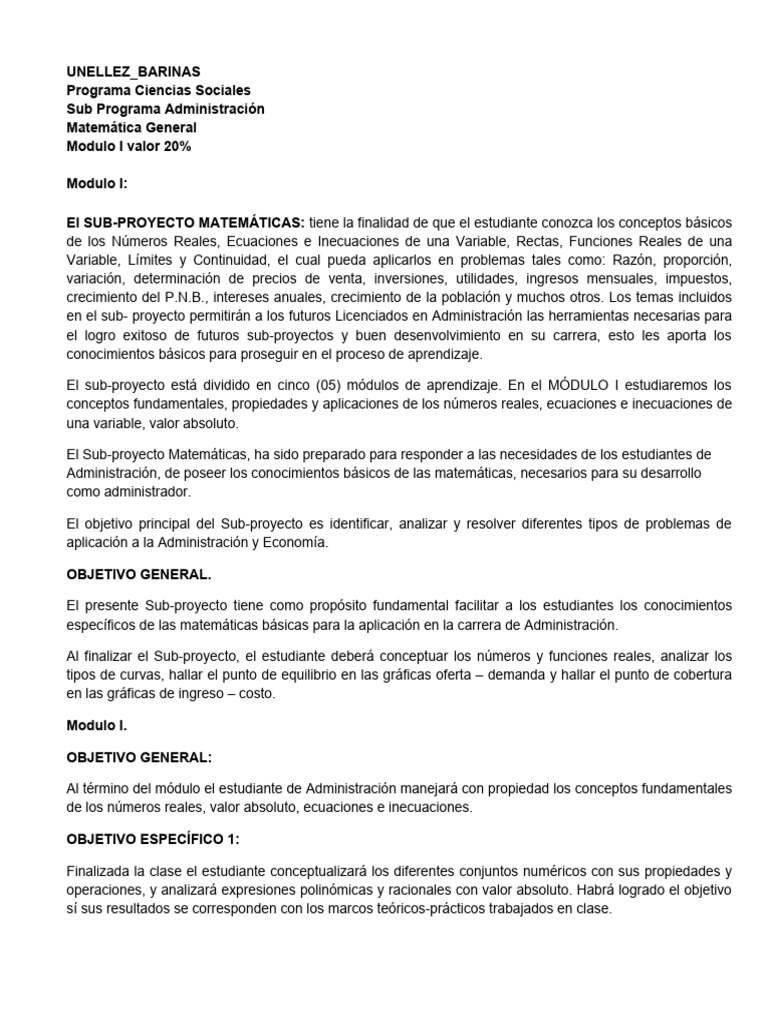 MODULO I Matematica | PDF | Ecuaciones | Número racional
