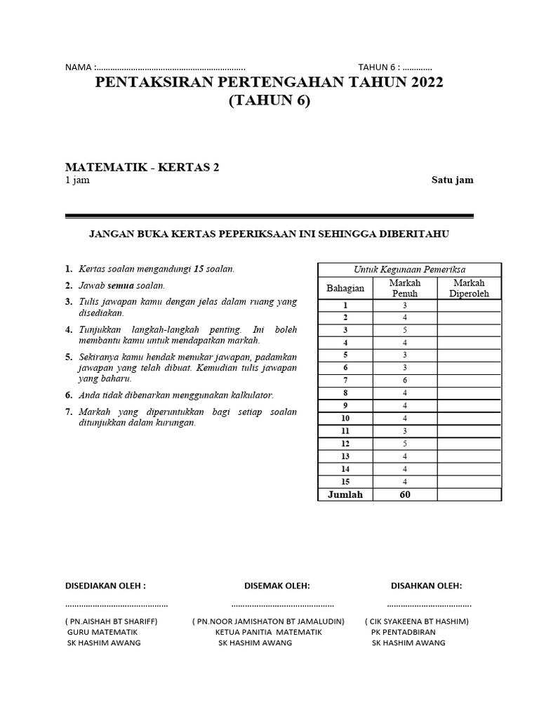 06 ppt matematik kertas 2 tahun 6 set 2 pdf