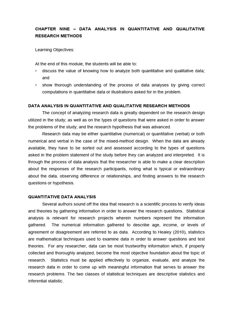 Data Analysis in Research Methods | PDF
