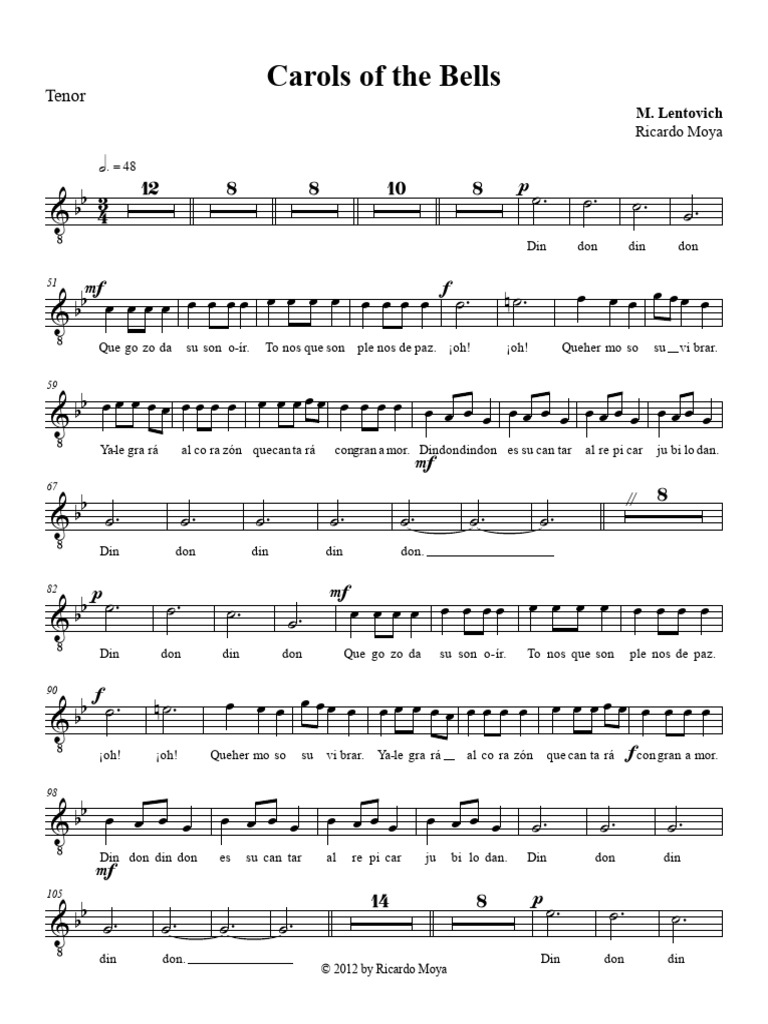Carol of The Bells. Chorus Tenor | PDF