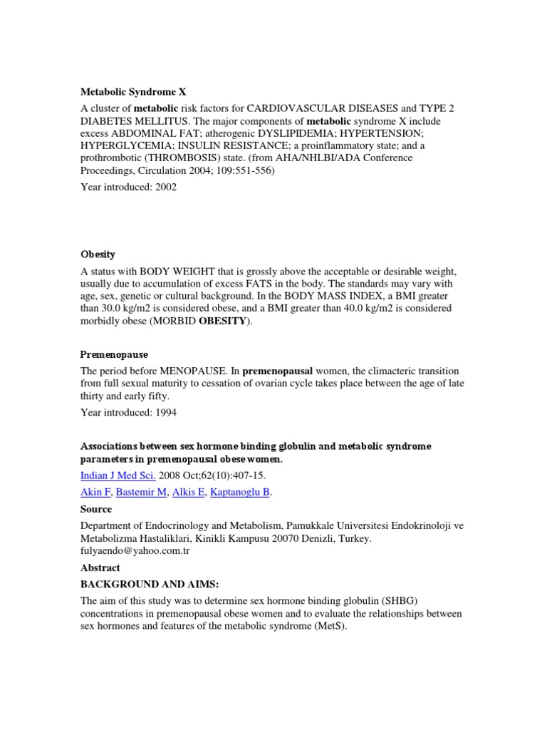 Metabolic Syndrome X | PDF | Metabolic Syndrome | Insulin Resistance