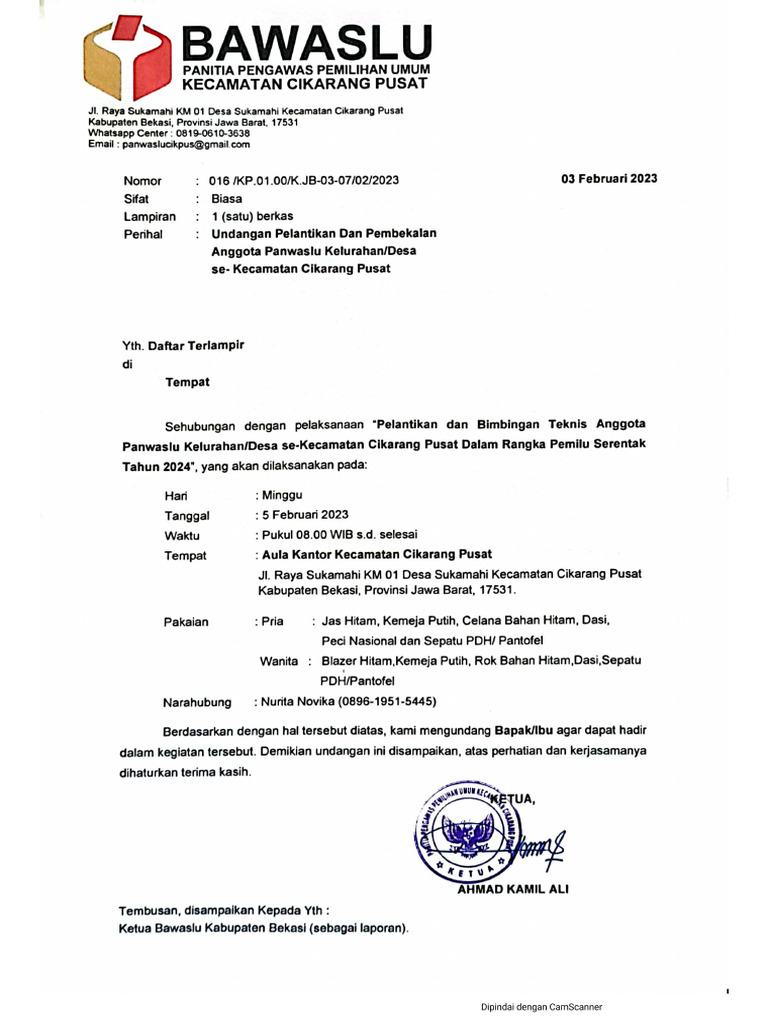 Undangan Panwaslu Desa | PDF