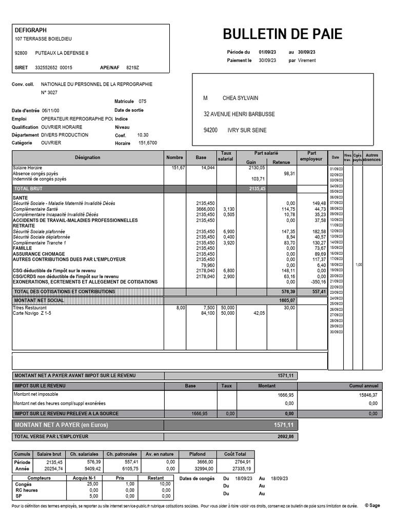 Bulletin de Salaire de 30092023 PDF