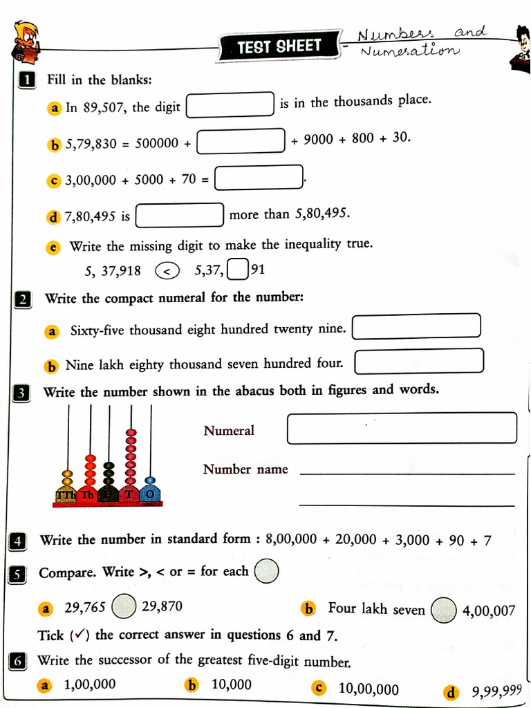 Class-4 Math Term - 1 Question Bank | PDF